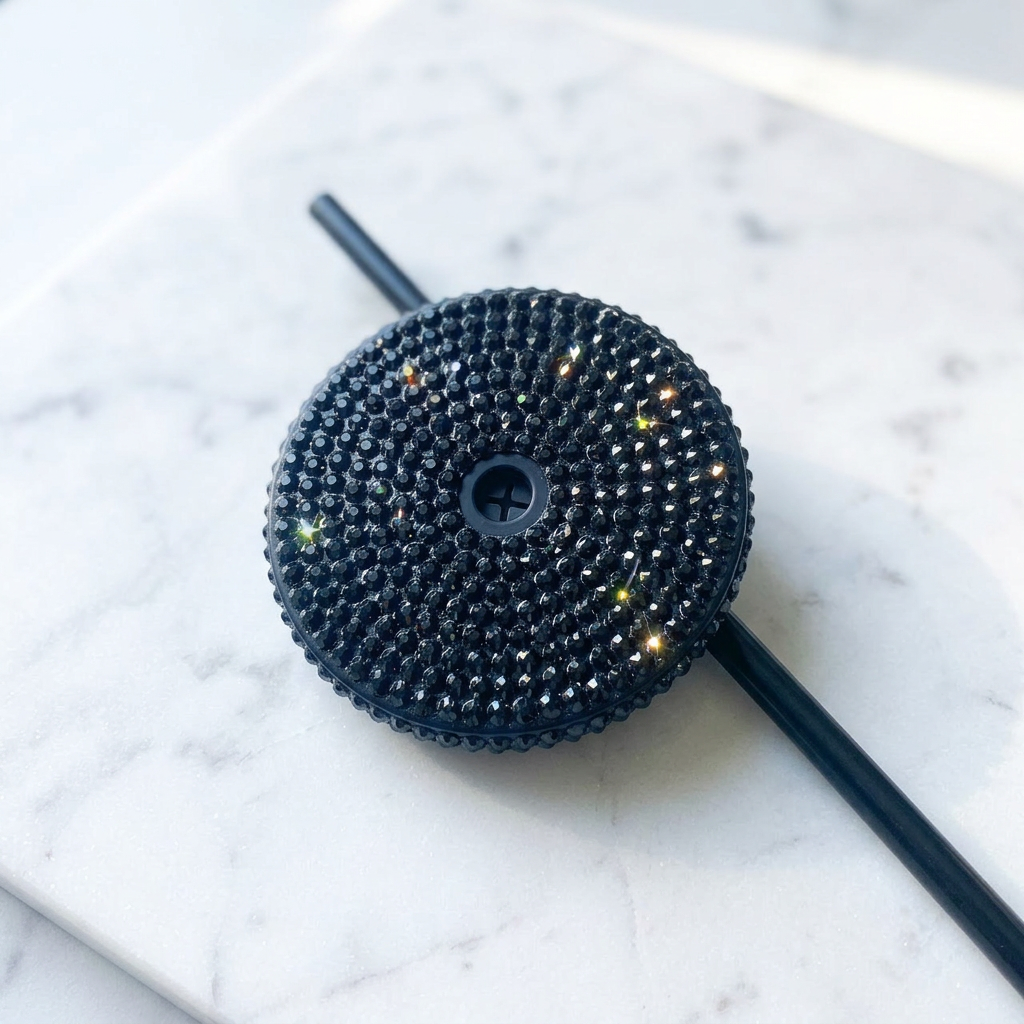 Black Bling Lid & Straw