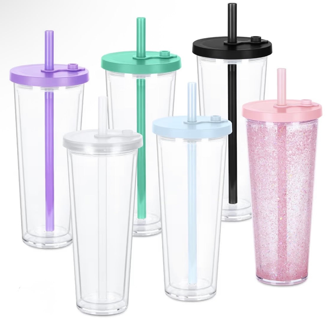 24oz Tapered Tumbler with Colored Leakproof Lids