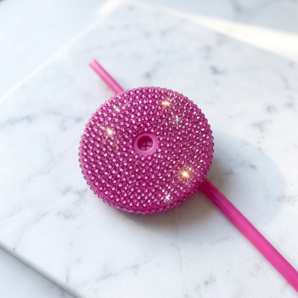 Fuchsia Bling Lid & Straw