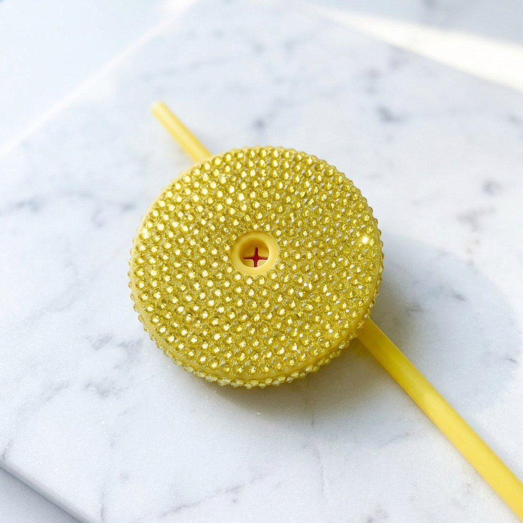 Yellow Bling Lid & Straw